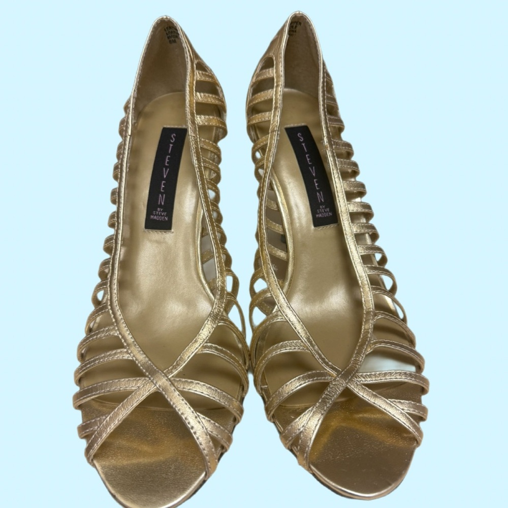Steven By Steve Madden Gold Strappy Heels